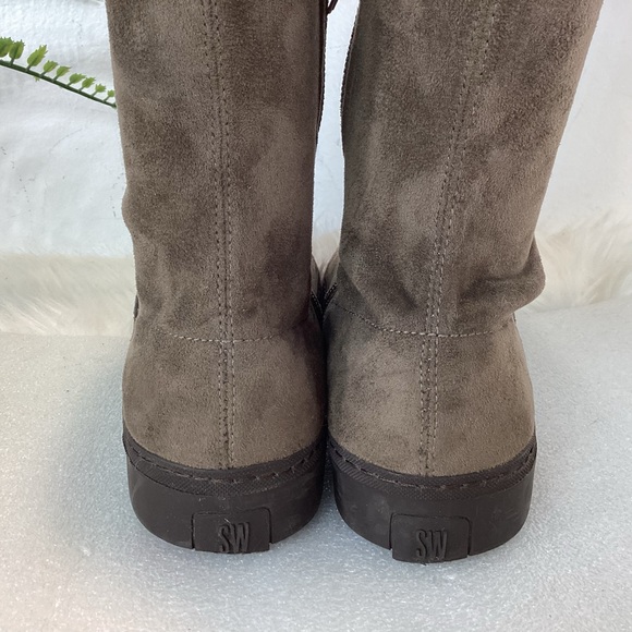 STUART WEITZMAN PLAYTIME BOHO SUEDE THIGH HIGH FLAT BOOTS TAUPE SZ 6 - Picture 13 of 14
